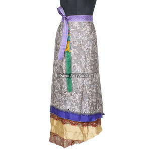 New Beautiful Collection of Vintage Silk Sari <b>Wrap</b> <b>Skirts</b> From India Women Wear Vintage Silk Sari Long Length <b>Wrap</b> Around <b>Skirt</b> - Product Image 6