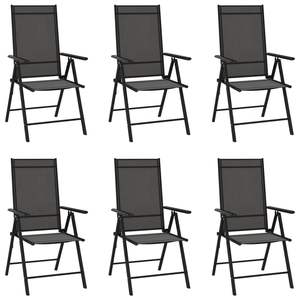 Ensemble de 6 chaises de jardin en aluminium noir, design pliable standard - Product Image 1