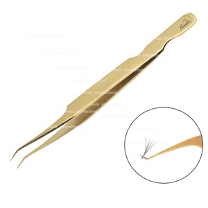 מקצועי פלזמה טיטניום זהב פינצטה עפעף בעבודת יד יפני נירוסטה 45 זוויתי קצה קצה מחודד Aveda - Product Image 3