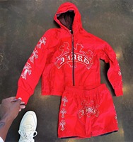 Ensemble de survêtement léger réversible coupe-vent unisexe personnalisé, écologique, à capuche, couleur unie, style streetwear