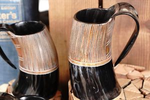 Horn beer mug Viking horn mug Nordic drinking horn <b>drinkware</b> <b>accessories</b> - Product Image 2