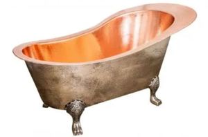Bañera Ovalada de Lujo Independiente con Patas de Cobre, Bañera de Metal Martillado Portátil para Uso en el Hogar y Hoteles - Artesanía India - Product Image 4