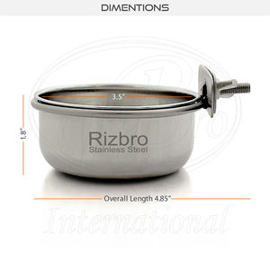 Comedero para Pájaros Reutilizable de Acero Inoxidable con Abrazadera para Colgar en la Jaula, Tamaño 3.5x1.8 Pulgadas, Taza para Agua y Comida - Product Image 3