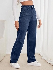 Abdul Royal World Export Women's <b>Boot</b> Cut Jeans Mid Waist Knee-Length Regular Fit Vintage Wash Eco-Friendly Cotton Denim Dark - Product Image 4