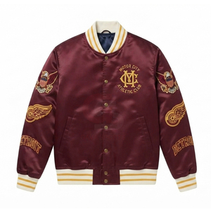 Blouson Bomber Varsity en Satin Surdimensionné Personnalisé Unisexe avec Boutons Pression Style Streetwear Blouson Letterman OEM Marque Privée Vente en Gros - Product Image 5