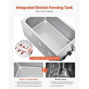Calentador de Alimentos Eléctrico Comercial de Acero Inoxidable de 1200W, Calentamiento Rápido, Tipo Buffet Bain Marie con Control Manual de Temperatura - Product Image 5