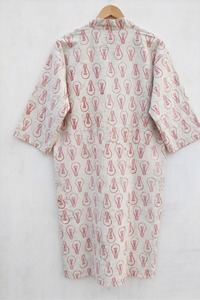 Kimono indio de algodón tejido a mano con estampado de bloques, cuello alto, para mujer, verano, otoño, suave, ligero. - Product Image 3