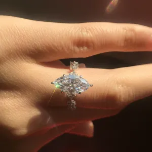 Moissanite Engagement <b>Ring</b> <b>925</b> <b>Silver</b> Lightweight Elegant Women Jewelry - Product Image 2