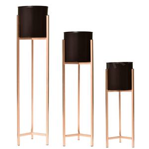 Support de fleurs moderne en métal doré, écologique et durable, pour plantes d'intérieur, lot de 3 supports hauts pour salon, chambre et jardin - Product Image 3