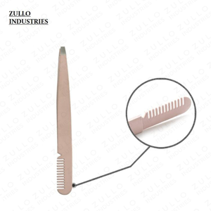 Pinzas para Cejas de Acero Inoxidable OEM con Punta Inclinada, Color y Logotipo Personalizados, Diseño de Garra Arqueada con Peine, Herramienta de Belleza y Cuidado Personal - Product Image 3