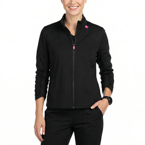 Blouson de travail personnalisé avec logo, veste de sport à fermeture éclair intégrale pour infirmière, uniforme médical à manches froncées, manteau de réchauffement, blousons de travail - Product Image 1