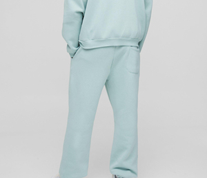 Pantalon de survêtement droit vintage en laine vert menthe pour homme, taille mi-haute élastique, logo de marque imprimé par transfert thermique, idéal pour l'automne - Product Image 6