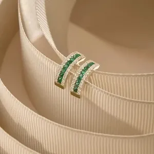 2Ct Round Cut Simulated <b>Emerald</b> <b>Stud</b> Push Back Earrings 14K Yellow Gold Plated - Product Image 1