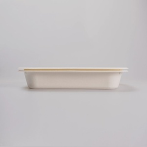Nuevo Contenedor de Alimentos Compostable de Bagazo, Caja Desechable de 650ml, Sin Blanquear, Antiderrames, con Tapa, para Envasado de Alimentos - Product Image 1