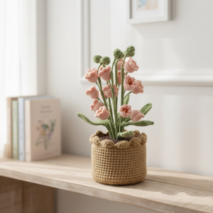 Handmade Crochet Primrose Flower Pot <b>Amigurumi</b> Knit Primrose Decoration Knitted <b>Yarn</b> For Home And Office Desk Decor Gift - Product Image 3