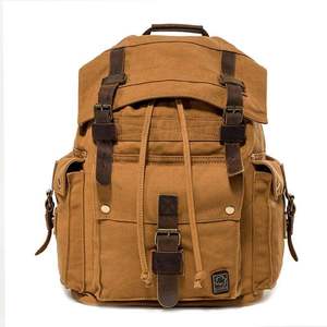 <b>Canvas</b> Casual <b>Backpack</b> Unisex Softback 20-37L Vintage Style Durable Outdoor Hasps Closure - Product Image 1