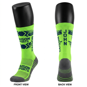 Premium 200 GSM Wool/Spandex Lacrosse <b>Socks</b> <b>Neon</b> Green Grey Knit Custom Logo Team Sports Quick Dry Breathable - Product Image 1