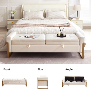 Meubles de maison, meubles de salon, tabouret et ottoman, style moderne du milieu du siècle, velours vietnamien, bois, BENCH MD08 - Product Image 3