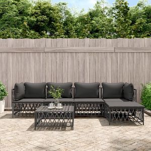 Anthracite Steel <b>6</b>-<b>Piece</b> <b>Patio</b> Lounge <b>Set</b> with Cushions Garden <b>Sets</b> - Product Image 1