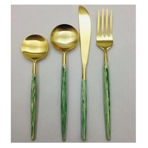 Elegant Metal <b>Flatware</b> <b>Set</b> For Wedding Parties Matt Finished Cutlery With Resin Handle Silverware Place Setting Tableware Spoons - Product Image 4