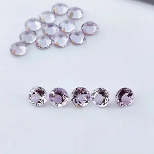 热门产品8毫米法国紫水晶天然玫瑰圆面切割认证松散宝石批发市场价格