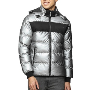 05% <b>Top</b> Selling Sliver Shiny Hooded Coated Waterproof Windproof <b>Bubble</b> Softshell Puffer Jacket Fully Customized - Product Image 1