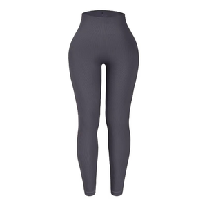 Customized High Quality Women Leggings Solid Pattern Quick Dry Breathable Spandex/Nylon High Waist Full Length <b>Pants</b> Style - Product Image 4