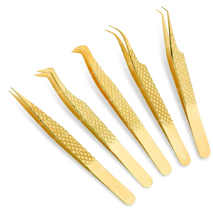 Pince à cils à pointe en fibre pour extensions de cils volume, avec logo personnalisé, impression dorée, marque privée - Product Image 1