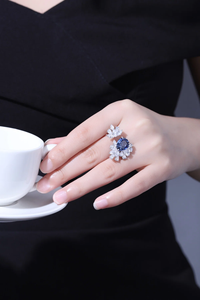 Luxury Women's Diamond Engagement <b>Ring</b> Round Brilliant Cut Pave Setting Geometric Style Rhodium Plated IGI Certified - Product Image 3