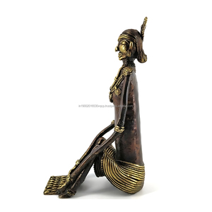 Tribal Madin/Woman Statue Candle Holder Pure Solid <b>Brass</b> Table Decoration for Home from India - Product Image 4