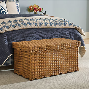 Premium Rattan <b>Storage</b> <b>Basket</b> With Scalloped Lid, <b>Large</b> Handcrafted Wicker Bed End Trunk Organizer Manufacturer Vietnam - Product Image 4