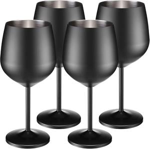 Ensemble de verres à vin modernes en acier inoxydable martelé, gobelets à pied incassables pour le camping - Product Image 3