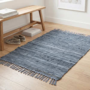Alfombra de Cuero Tejida Plana a Rayas, Rectangular, 5x10, Hecha a Mano, para Sala de Estar, con Flecos, Azul, Rojo, Beige, Alfombras para Dormitorio - Product Image 6