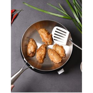 304 Stainless Steel Three-Layer Wok <b>Induction</b> & Gas Stove Compatible Coating-Free Frying <b>Pan</b> for Household Steak - Product Image 4