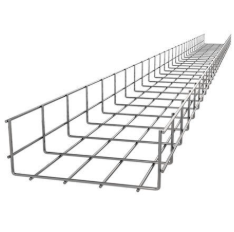 Plateau de câblage en treillis métallique prégalvanisé Finepunch FP-CT-GI-0045 pour la pose de câbles, capacité de charge 100 kg, hauteur de rail latéral 500 mm - Product Image 2