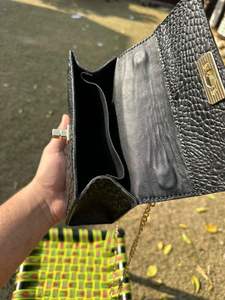 Sac à main de luxe pour femme en cuir de crocodile plaqué, sac bandoulière et pochette, sac à main en cuir d'alligator de haute qualité - Product Image 5