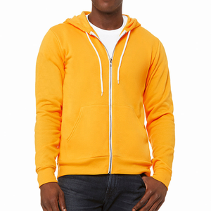 Sudadera con capucha unisex de invierno para hombre, de peso pesado, con cremallera completa, forro polar, logotipo personalizado, 100% algodón, lisa, talla grande, estilo urbano, 320g - Product Image 3