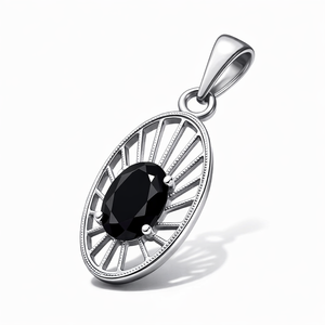 Pendentif tendance en argent sterling plaqué rhodium avec onyx noir taille ovale – Fait main, cadeau minimaliste POUR ELLE, bijoux de février - Product Image 4