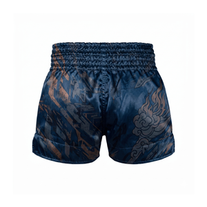 Shorts de boxe Askar vert avec ceinture dorée, sérigraphie, coupe ample, unisexe, 100 % polyester, légers, pour arts martiaux - Product Image 2
