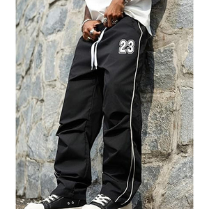 Pantalon de survêtement en nylon violet pour homme, style streetwear hip-hop empilé, avec impression de logo personnalisé, taille mi-haute, coupe ample, fermeture à cordon de serrage - Product Image 3
