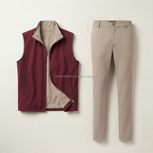 Conjunto Reversible Borgoña Falcon para Hombre: Chaleco Sin Mangas, Pantalón Chino, Transpirable, para Invierno, Aire Libre, Multibolsillos, Color Sólido - Product Image 5