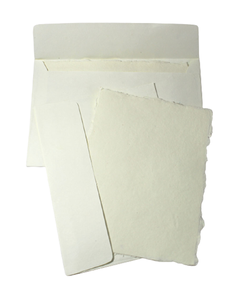 Ensemble de papeterie artisanale en coton recyclé avec bords festonnés, papiers à lettres et enveloppes écologiques sans acide - Product Image 3