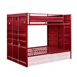 Lit superposé en métal rouge Cargo Full/Full Metal avec finition rouge Cargo, lits en métal élégants et durables - Product Image 1