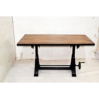 Table à manger en bois multifonction en fonte américaine antique Table industrielle en bois convertible en hauteur réglable Bureau commercial