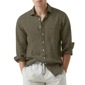 เสื้อเชิ้ตผู้ชายสั่งทำขายส่งปี 2026 เสื้อเชิ้ตแขนยาวผ้าฝ้ายลำลอง เสื้อเชิ้ตทำงานทางการ เสื้อเชิ้ตสีพื้นสำหรับผู้ชาย - Product Image 5