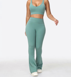 High Waist Flare Yoga <b>Leggings</b> <b>Seamless</b> Breathable Quick Dry Stretch Workout Pants for Gym Women - Product Image 1