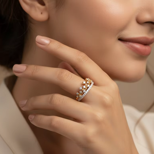 แหวนเพชรทรงมงกุฎทองคำ ดีไซน์หรูหรา ของขวัญวันครบรอบแต่งงานสำหรับเธอ - Product Image 5