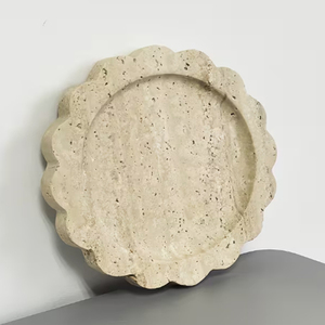 Lace Hole <b>Travertine</b> Tray Round Shape Scallop Edge <b>Travertine</b> Tray - Product Image 3