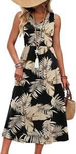 Vestidos de Verano para Mujer 2026, Vestido Midi Casual Fluido con Cuello en V, Vestidos de Playa para Vacaciones con Bolsillos - Product Image 2