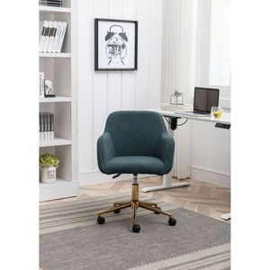 Sedia da Ufficio Moderna con Altezza Regolabile, Rotazione a 360°, Rivestimento in Tessuto Teddy, Gambe in Metallo Dorato, Ruote Universali - Product Image 2